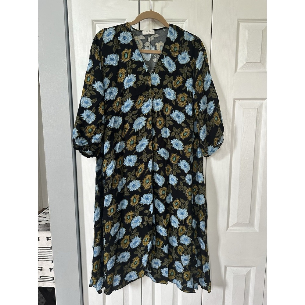 Sandro Paris Women's Dress Floral Size XL or Oversized M/L Midi Dress - Picture 2 of 6